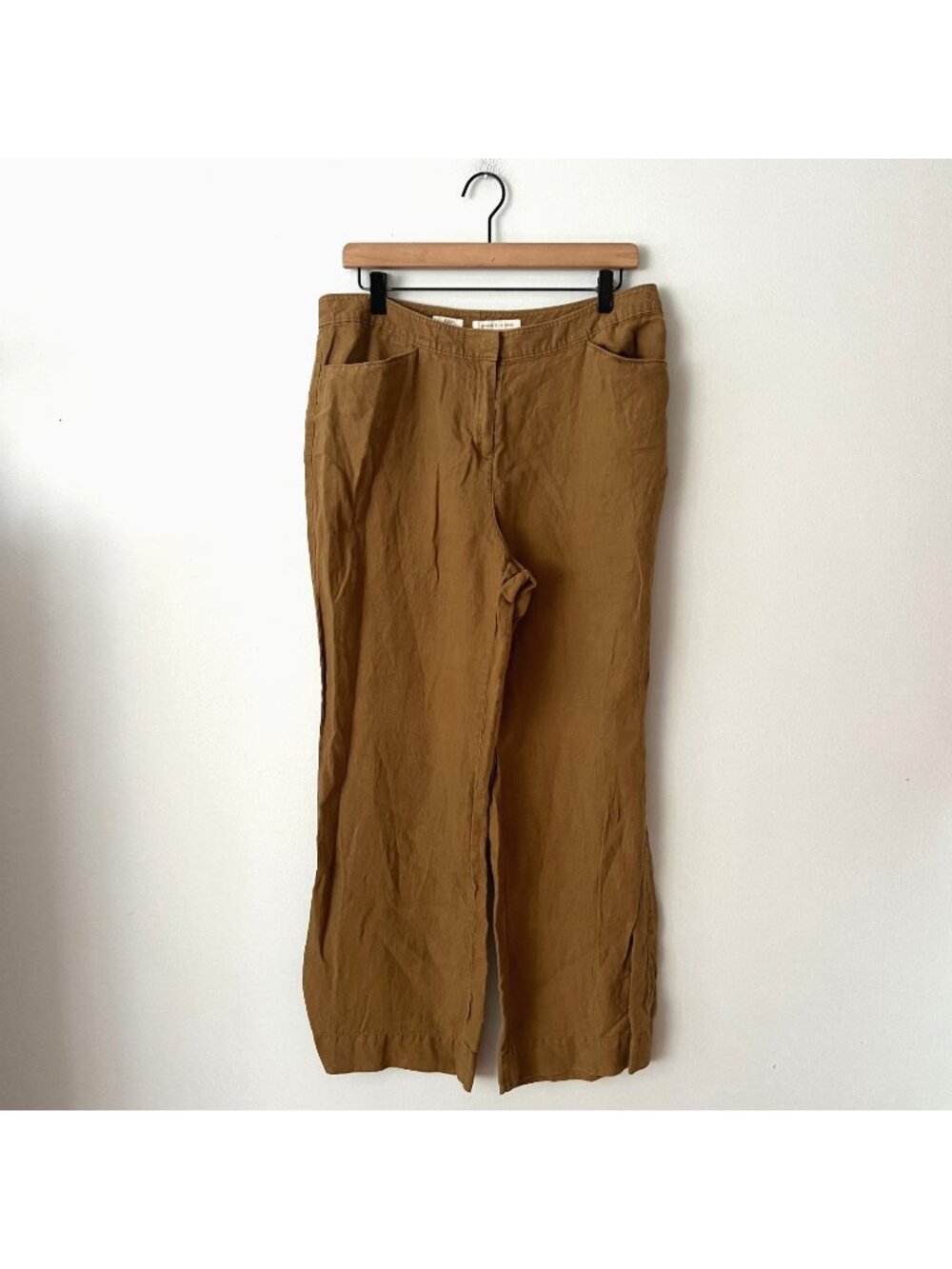 J. Jill Brown Linen Wide Leg Pants Women's Size 14 Petite
